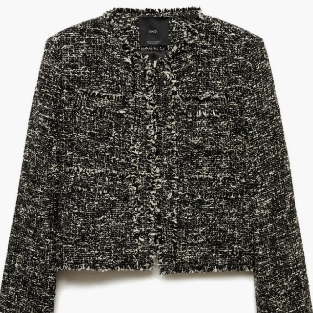 Mango Black and White Tweed Blazer and Skirt